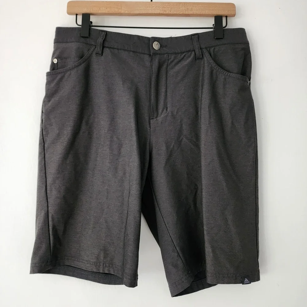 Adidas Men's‎ Dark Gray Heathered Golf Shorts Size 32 Waist Nylon Spandex Blend